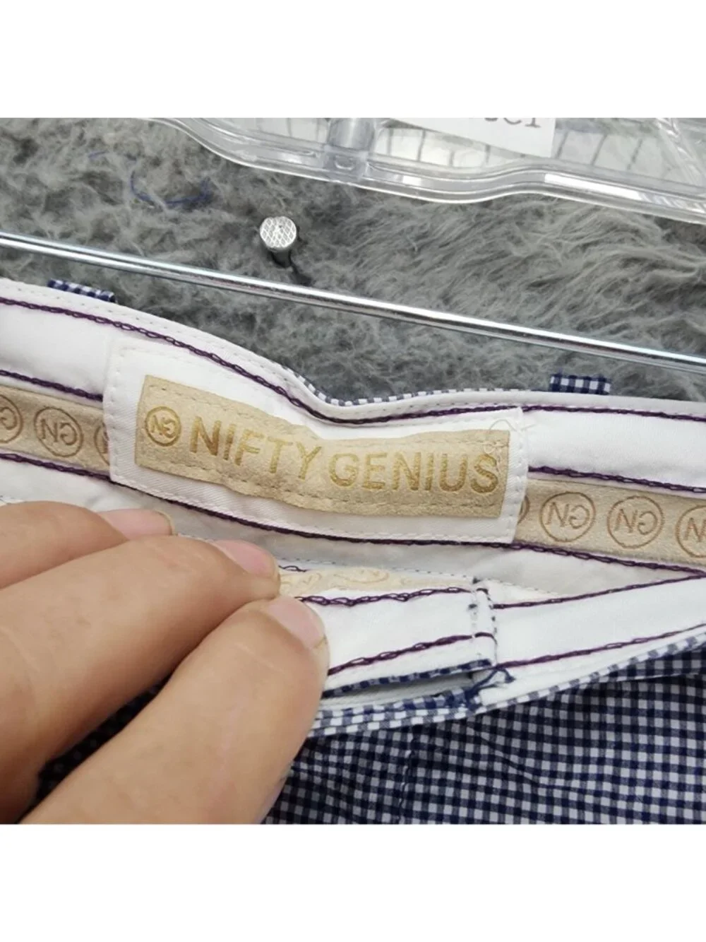 Nifty Genius Pants Mens 34x32 Blue Plaid High Rise Trouser *NWT*